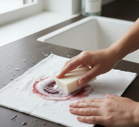 Mancha de vino en una servilleta