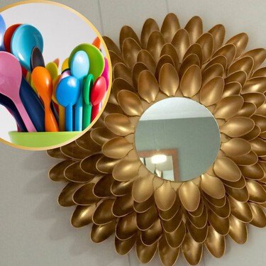 Antes de que terminen en la basura, 3 ideas para reciclar cucharas de plástico desechables: crea un marco para tus espejos