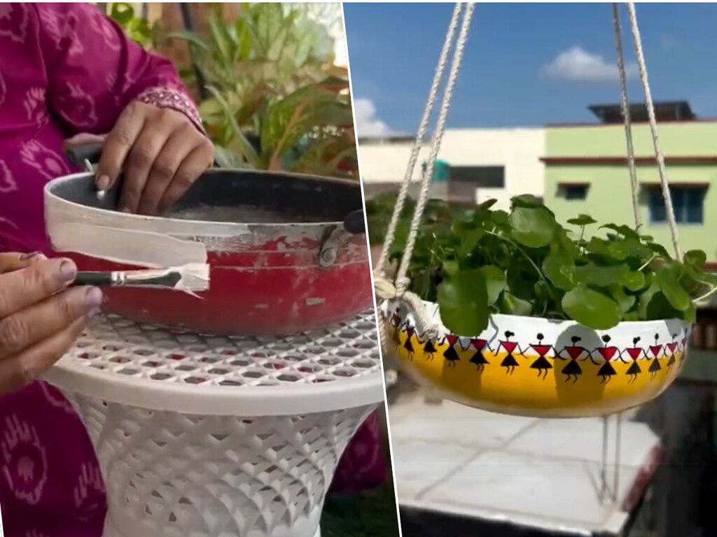 Así se convierte una vieja cacerola en una elegante jardinera para colgar plantas 