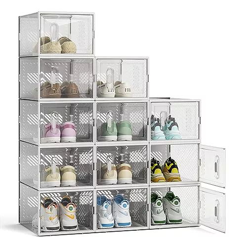 FUNLAX Cajas de Zapatos, Juego de 12 Cajas Transparentes
