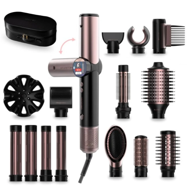 Moldeador - Cecotec AirGlam 14in1 Flex Black, 14 Cabezales intercambiables