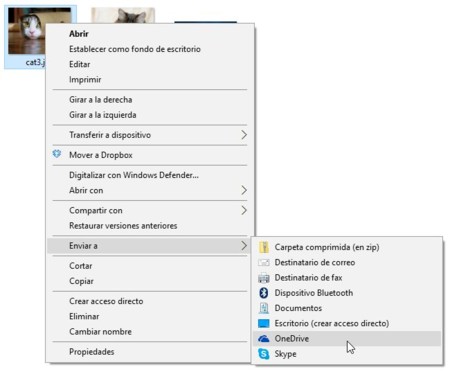 menú contextual de Windows