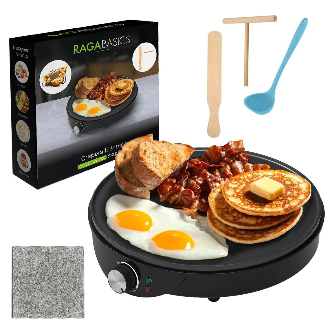 Crepera eléctrica de 1000W con accesorios