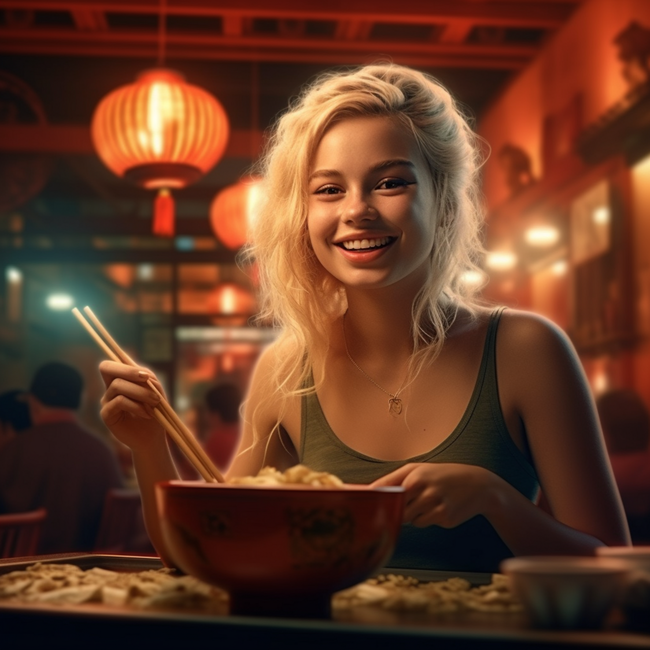 Vik Young Happy Woman Blonde Eat