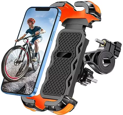Glangeh Soporte Movil Bicicleta Universal, 360° Rotación Soporte Movil Moto para Manillar, Anti Vibración y Cierre Seguro Soporte Móvil Moto Compatible con iPhone y Otro 4.7-6.8" Móvil