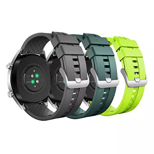 MoKo 3 Pack Correas Compatible con Huawei Watch GT5/GT5 Pro 46mm/GT4 46mm/GT3/GT3 Pro/GT/GT2/GT2 Pro/GT2e/Watch 4/4 Pro/3/3 Pro, 22mm Pulsera Deportiva de Silicona Suave para Hombre Mujer, G/VE/C