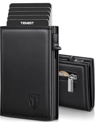 TENBST Cartera Hombre de Cuero, Tarjetero con Bloqueo RFID