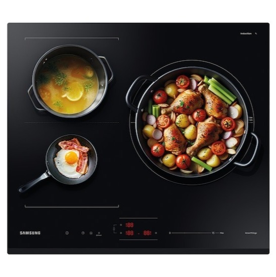 Placa inducción - Samsung NZ63B5046GK/U1, Zona Flex, Zona dual 28 cm, 59 cm, Wi-fi con SamrtThings, Negro