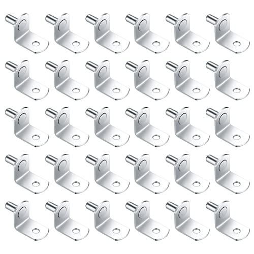 30 Piezas Soporte de Baldas, 5mm Clavijas de Soporte de Estante Forma L, Clavijas de Soporte de Estante, para Estantes Muebles Armario Estantería Librería