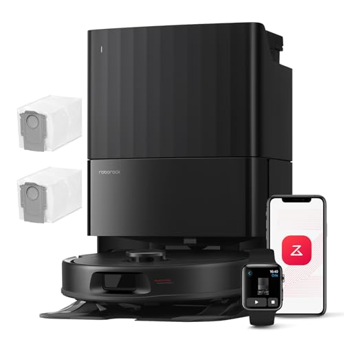 roborock Robot Aspirador QV 35A Set, 8000Pa de succión, Dos mopas giratorias elevables, cepillos antienredos, tecnología reactiva para Evitar obstáculos, navegación y mapeo,Negro