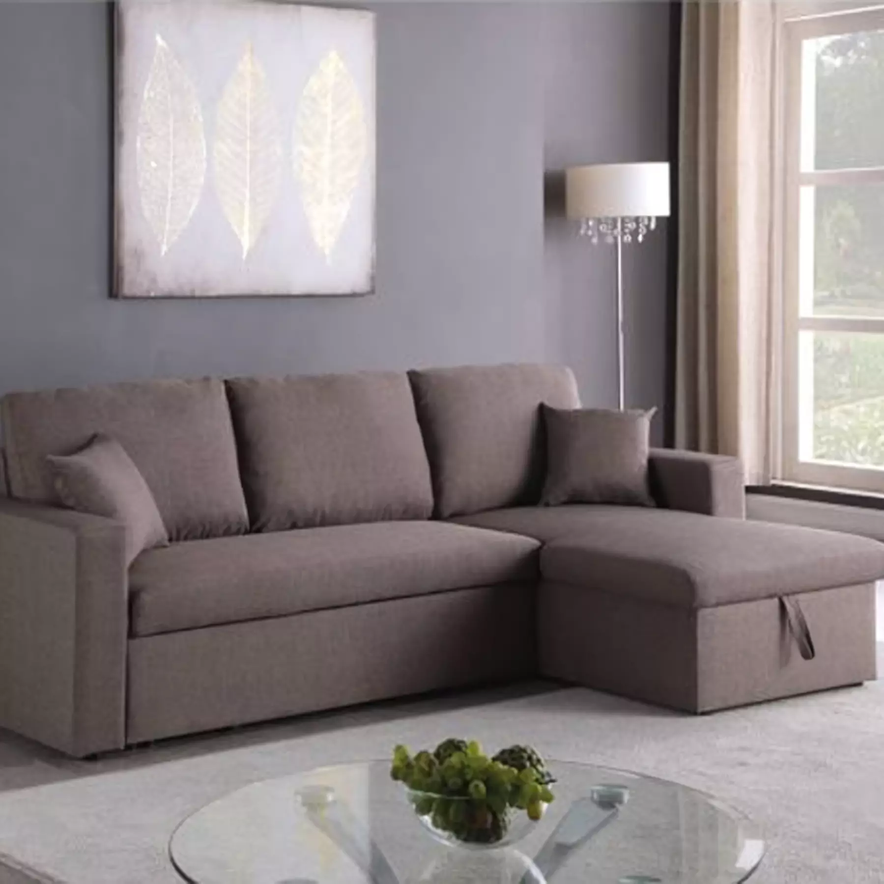 Sofá esquinero convertible "alain" - 3 plazas - topo