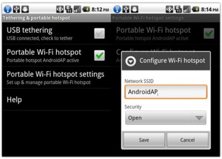 Froyo nos permitirá realizar Tethering vía USB y crear un punto de acceso WiFi con nuestro teléfono