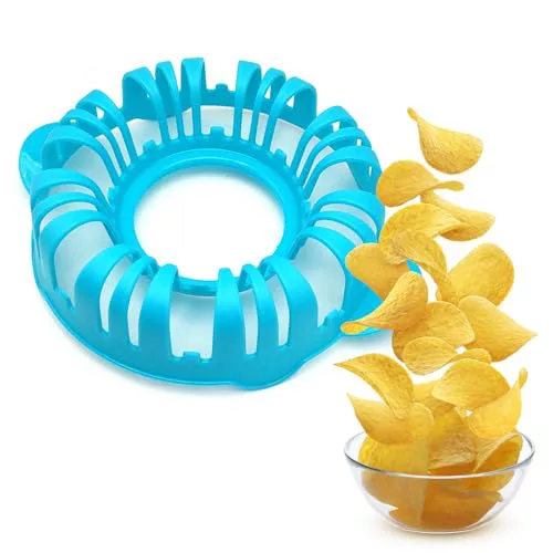 Cocedor de patatas al microondas, recipiente para cocinar chips sin aceite, saludable, fácil luz, sin grasa, apto también para frutas y verduras (azul)
