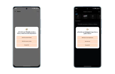 Instagram と Threads という 2 つのソーシャル アプリケーション間の権限の違い。 Android 14 で追加された新しい権限は、2 番目の権限のみに表示されます。