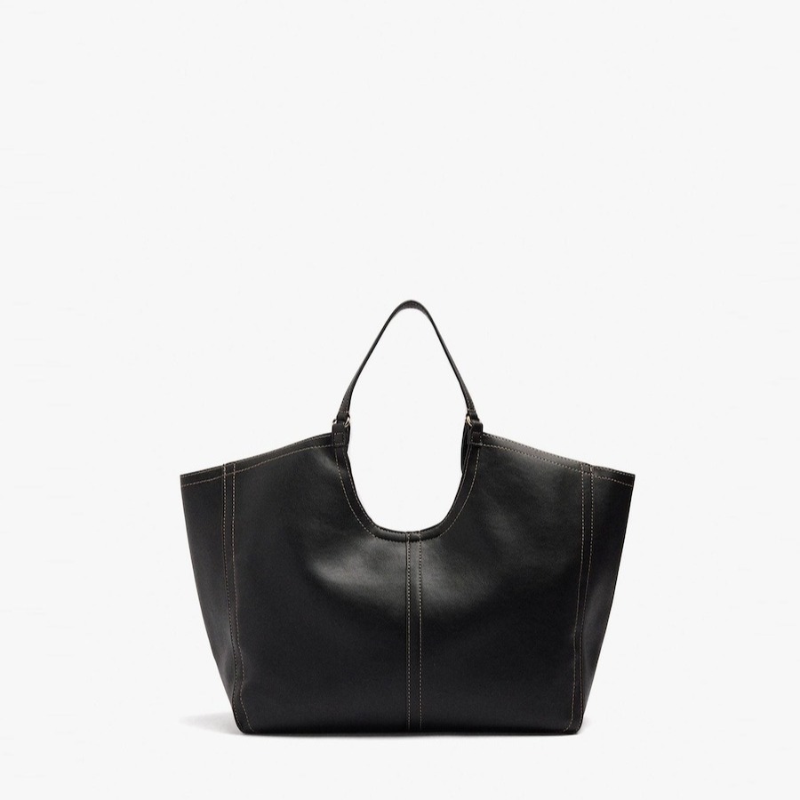 Shopper grande con cierre de cremallera en liso - Parfois - Negro

