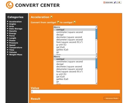 Convert Center, sencillo conversor de unidades
