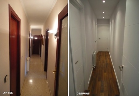 Antes y después: ganando espacio y luz natural Cocinas abiertas al pasillo