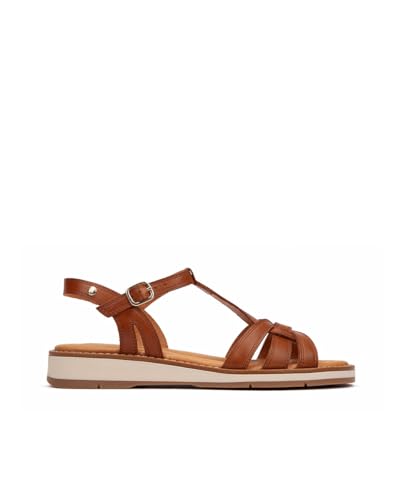 Pikolinos Roquetas Sandalias Planas Mujer | en Cuero | Cierre con Hebilla | Talla EU 35-42 en color Marrón