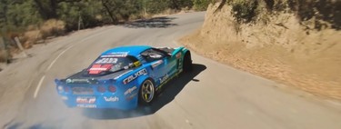 Esto no es un videojuego, es un Corvette de 1.075 CV haciendo drifting por carretera grabado con un dron 