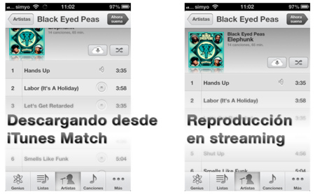 iOS 6 permite la reproducción en streaming de las canciones que tengamos en iTunes Match