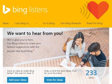 Bing Listens UserVoice, Microsoft recurre a la comunidad para mejorar Bing