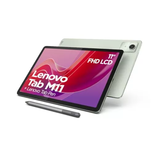 Lenovo Tab M11 タブレット、10.95 インチ WUXGA タッチスクリーン、MediaTek G88、4 GB RAM、128 GB eMMC 5.1、Android 12、グリーン、ペン付き