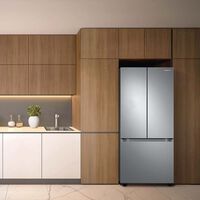 Refrigerador Samsung para fabricar hielos con motor que ahorra luz. Tiene más de 10,000 pesos de descuento 