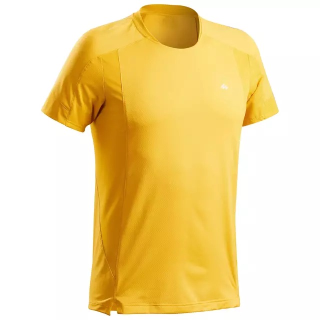 CAMISETA MANGA CORTA DE MONTAÑA Y TREKKING QUECHUA MH500 HOMBRE AMARILLO