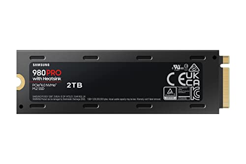 Samsung 980 PRO SSD with Heatsink 2TB PCIe Gen 4 NVMe M.2 Internal Solid State Hard Drive, Heat Control, Max Speed, PS5 Compatible, MZ-V8P1T0CW