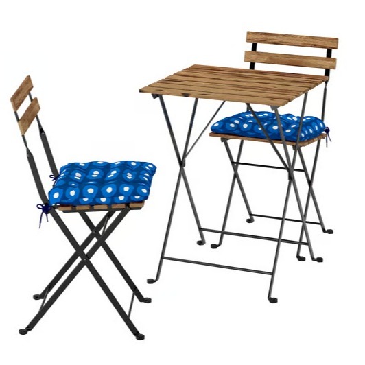 TÄRNÖ
Mesa con 2 sillas de exterior, plegable tinte negro/marrón claro/plegable Klösan azul oscuro