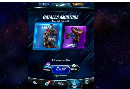 Crear Batalla Amistosa