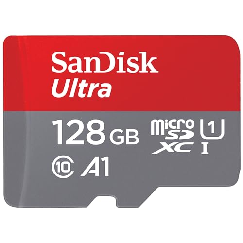 SanDisk 128GB Ultra, Tarjeta de memoria microSDXC, hasta 140 MB/s + adaptador SD, con Clase A1 de rendimiento de las aplicaciones, UHS-I Class 10 U1