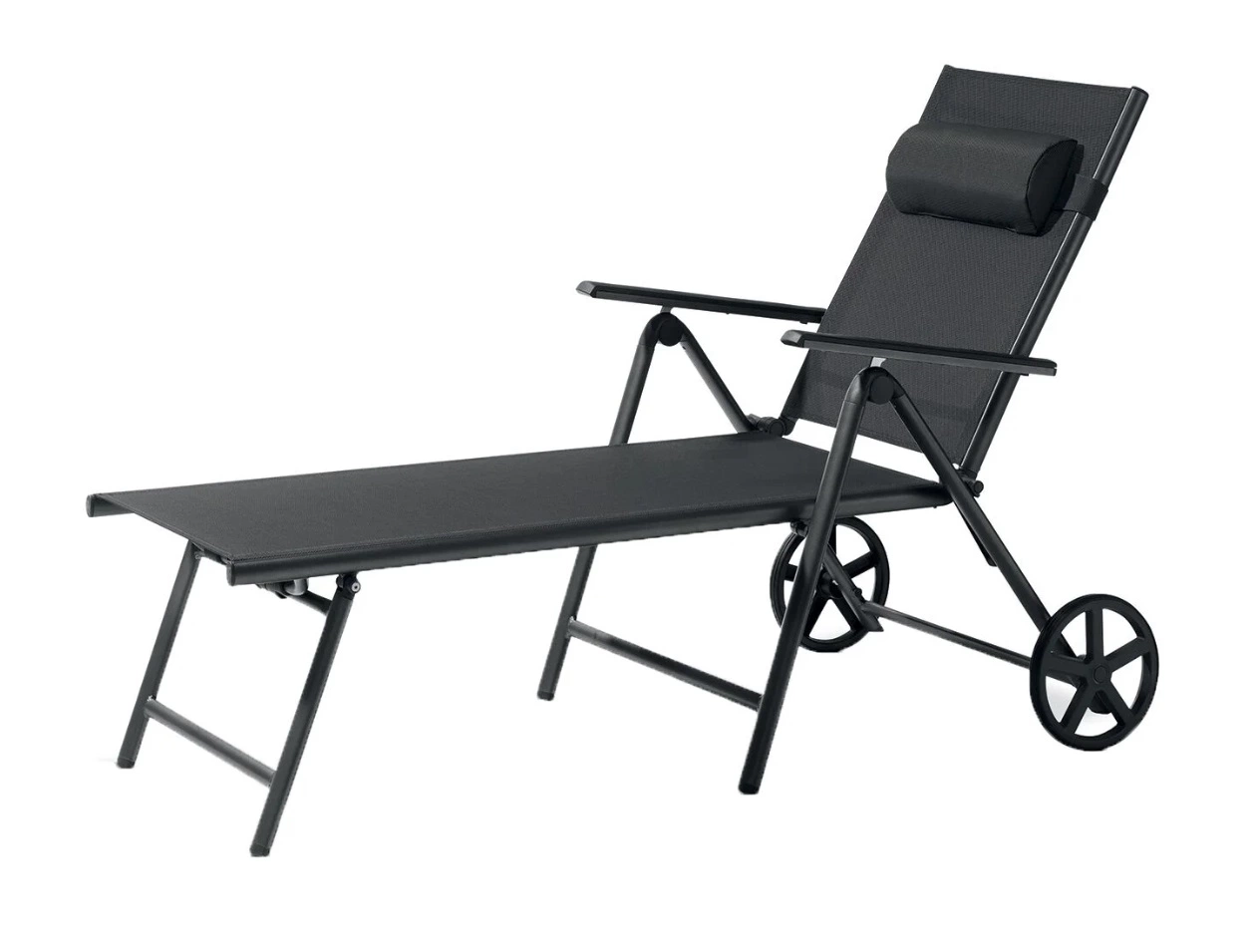 Tumbona de aluminio plegable negro / antracita de Lidl