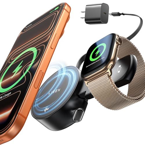 LISEN Qi2 2 en 1 Cargador Inalámbrico Plegable para iPhone