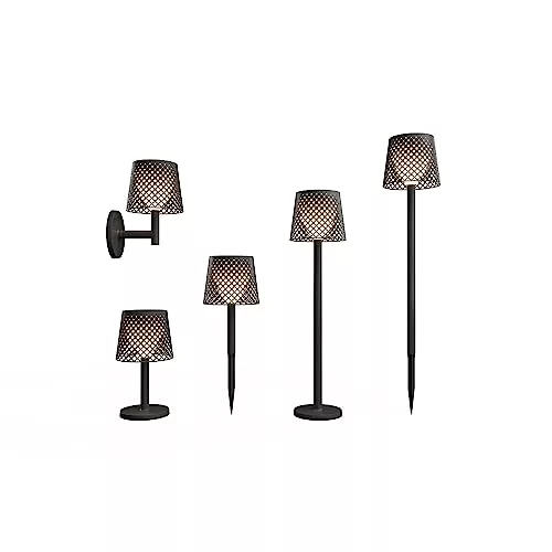 Greta - Aplique de pie o lámpara de pie para exterior con luz solar LED, color negro