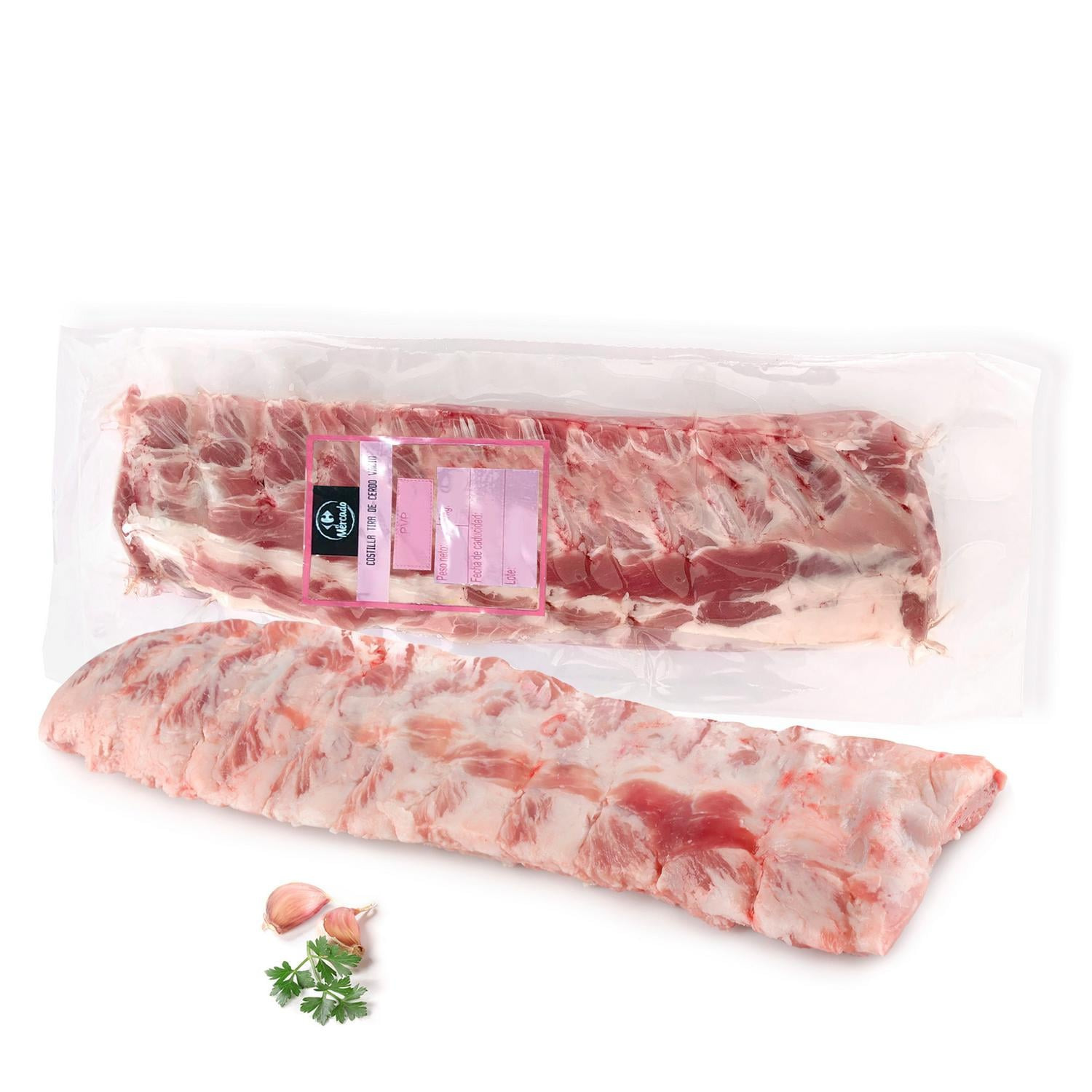  Tira de costilla de cerdo Carrefour El Mercado 700 g aprox 