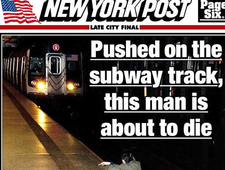 La fotografía de un hombre a punto de morir en el metro de Nueva York levanta la polémica contra el New York Post