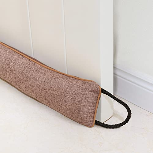 Forecronic Burletes de Puerta Decorativos Paravientos 91 cm para Puertas y Ventanas, Amortiguador de Corrientes de Aire contrapesado para la Parte Inferior de la Puerta - marrón 36"
