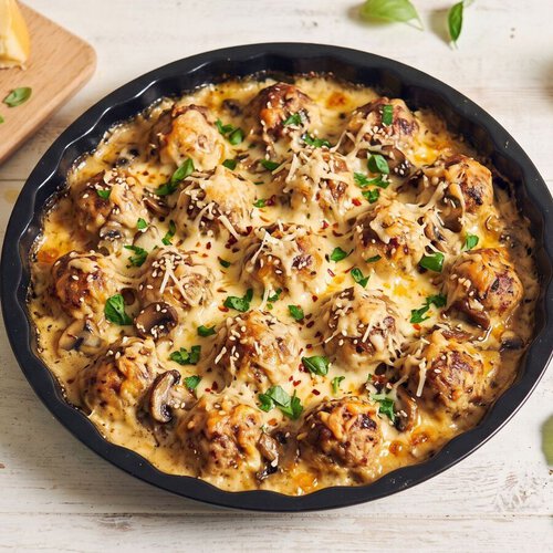 Cómo hacer albóndigas de pollo: una receta deliciosa que queda cremosa gracias a su salsa de queso y champiñones 