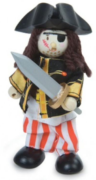 Muñeco pirata de madera con parche