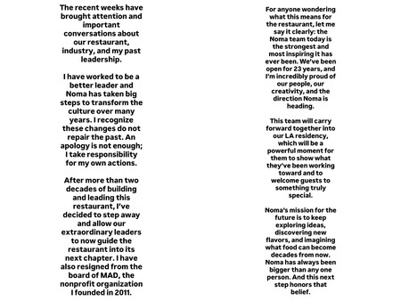 Las Declaraciones En La Cuenta De Instagram Del Propio Rene Redzepi