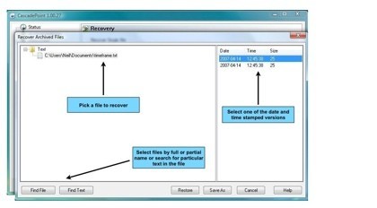 Cascade Point, copias de seguridad y control de versiones