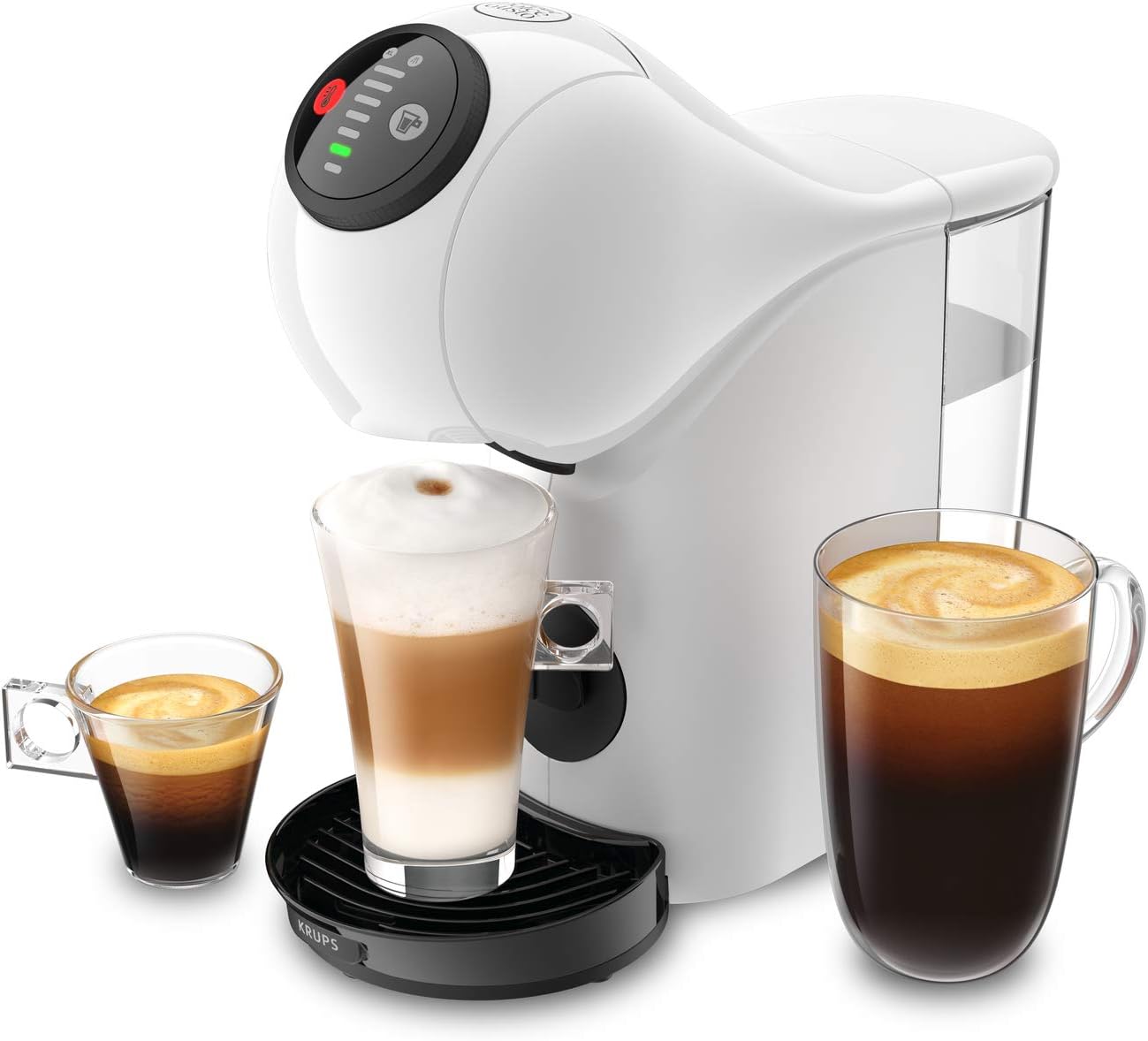 Cafetera de cápsulas - Krups Genio S KP2431AS,1500 W, 15 bar, 0.8 L, Calentamiento en 30 s., Bebidas calientes y frías, Función XL, Modo Eco, Blanca