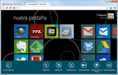 metroTab, lanzador de aplicaciones estilo Modern UI para Chrome