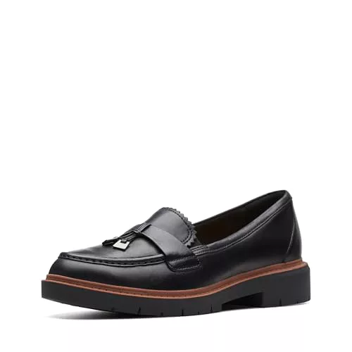 Clarks Mocasines Westlynn Bella para Mujer, Cuero Negro, 8.5 Wide