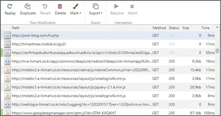 アプリがバックグラウンドで転送したリンクの一部。出典: マカフィー