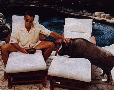 George Clooney habla con su cerdo