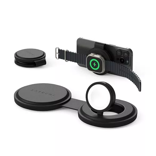 SATECHI OntheGo™ Cargador Inalámbrico 2 en 1 Plegable, Estación de Carga Rápida Qi2 a 15W para iPhone y 5W para Apple Watch, Cargador de Inducción Ideal para Viajes – Negro SATECHI OntheGo™ Cargador Inalámbrico 2 en 1 Plegable, Estación de Carga Rápida Qi2 a 15W para iPhone y 5W para Apple Watch, Cargador de Inducción Ideal para Viajes – Negro