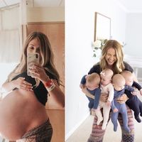 La foto del antes y el después de una madre de cuatrillizos