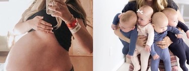 La foto del antes y el después de una madre de cuatrillizos